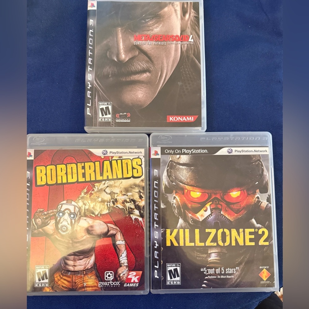 Sony PlayStation 3 Game Set - Metal Gear Solid 4, Borderlands, Killzone 2